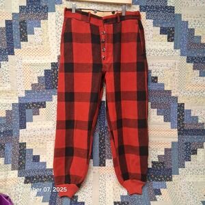 Vintage Chippewa Wool Hunting Pants Button Fly Buffalo Plaid 1950s